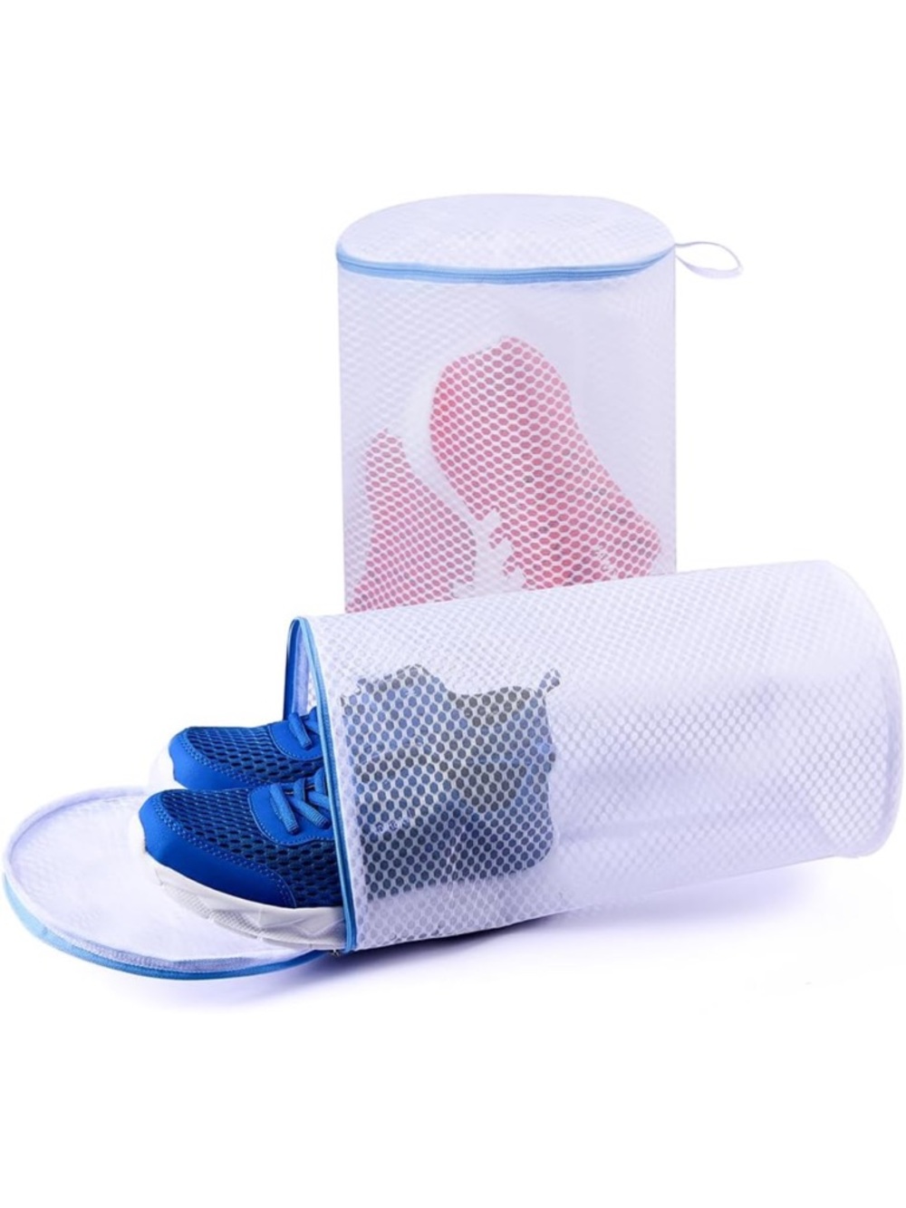 2 Pack Shoes Wash Bags for Laundry Washing Machine Container Mesh Zip Up Cleaner